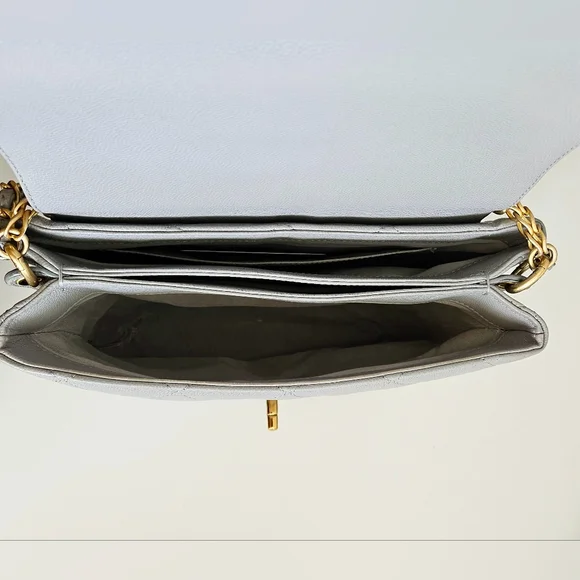 Chanel Gray Caviar Leather Top Handle Two-way Flap Bag - Picture 16 of 16